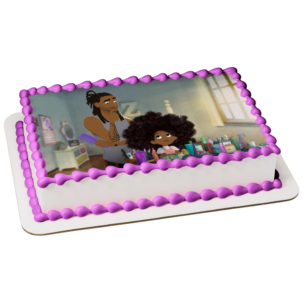 Hair Love Black Father Appreciation African American Parents Animated Short Book Edible Cake Topper Image ABPID51040