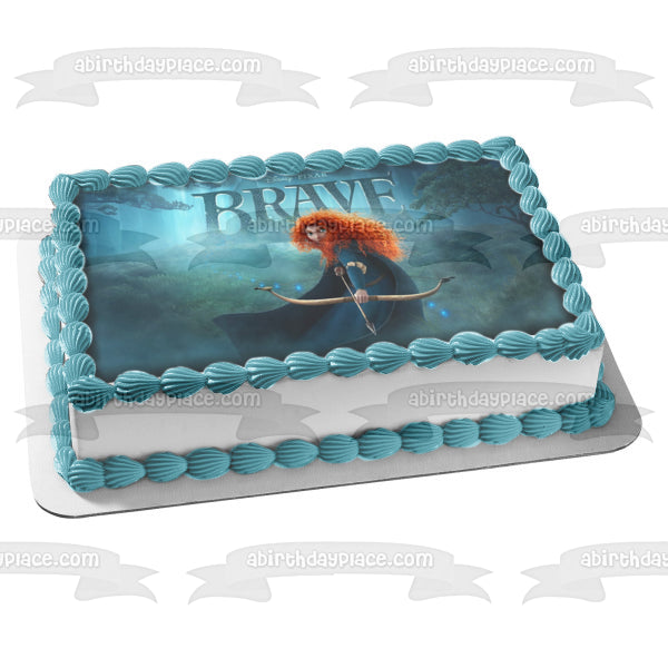 Disney Pixar Valiente Mérida Arco y Flecha Árboles Búho Decoración comestible para tarta Imagen ABPID06495 