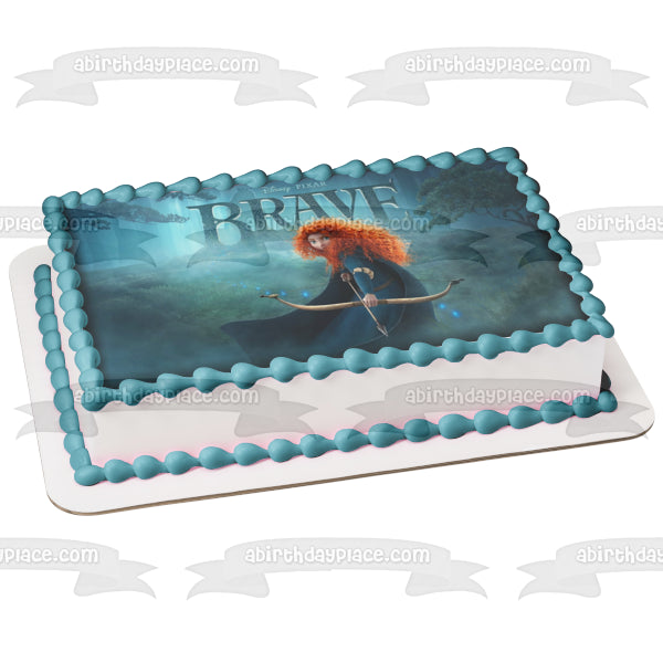 Disney Pixar Valiente Mérida Arco y Flecha Árboles Búho Decoración comestible para tarta Imagen ABPID06495 