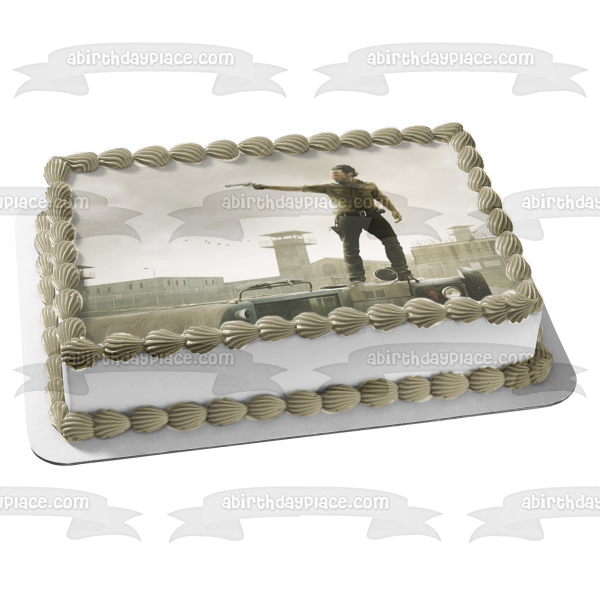 The Walking Dead Rick with a  Grey Clouds Background Edible Cake Topper Image ABPID06817