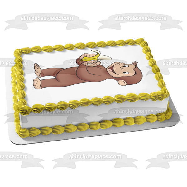 Curious George Banana Edible Cake Topper Image ABPID08510