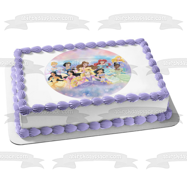 Princesa Disney Ariel Aurora Bella Blancanieves Jazmín Cenicienta Tiana Pocahontas Rapunzel Mulan Imagen comestible para tarta ABPID27316 