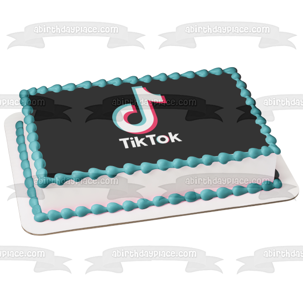 Imagen de decoración comestible para tarta con logotipo de TikTok negro Tik Tok ABPID50776 