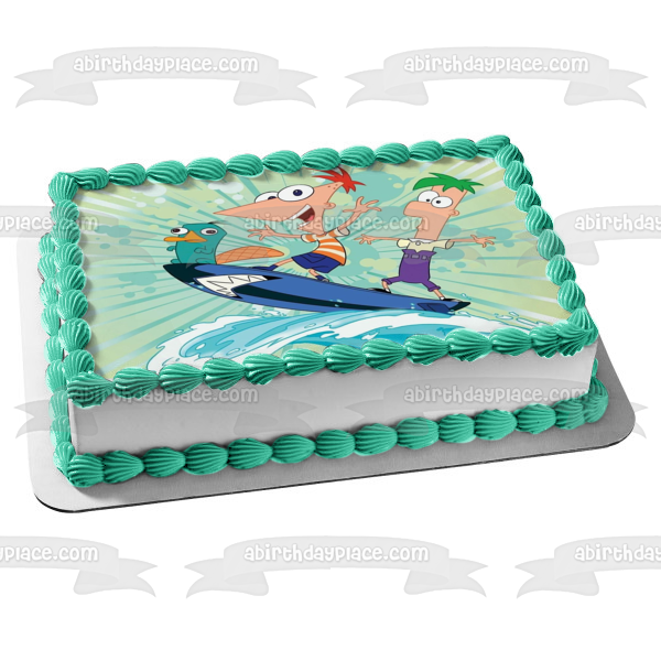 Phineas and Ferb Phineas Flynn Ferb Fletcher and  Perry the Platypus Edible Cake Topper Image ABPID07325