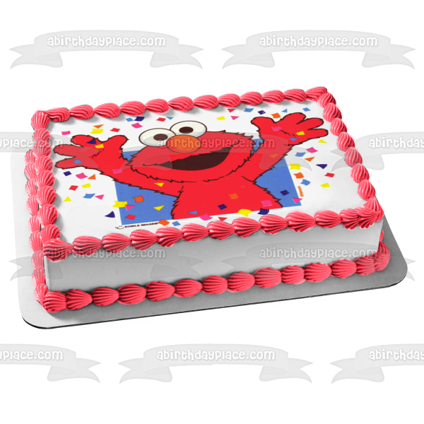 Imagen comestible para decoración de tarta con confeti de Elmo de Barrio Sésamo ABPID07794 