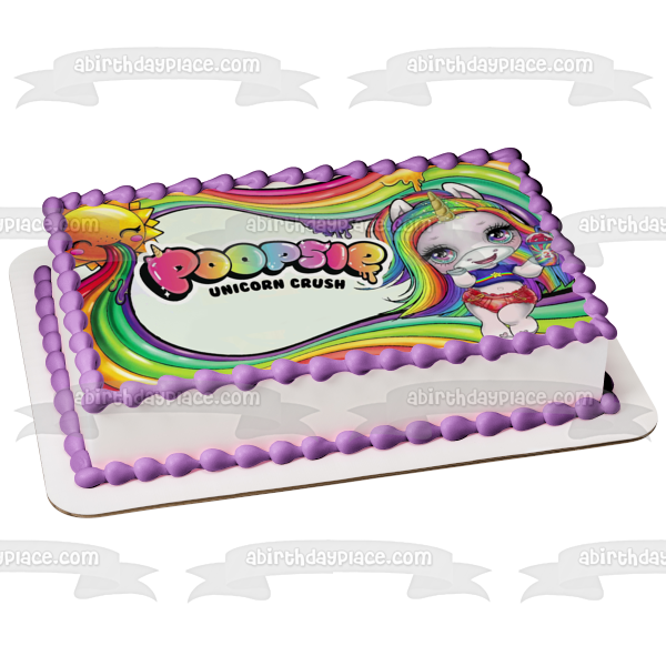 LOL Poopsie Unicorn Crush Rainbow Glitter and Slime Surprise Sun Adorno comestible para tarta Imagen ABPID50907 