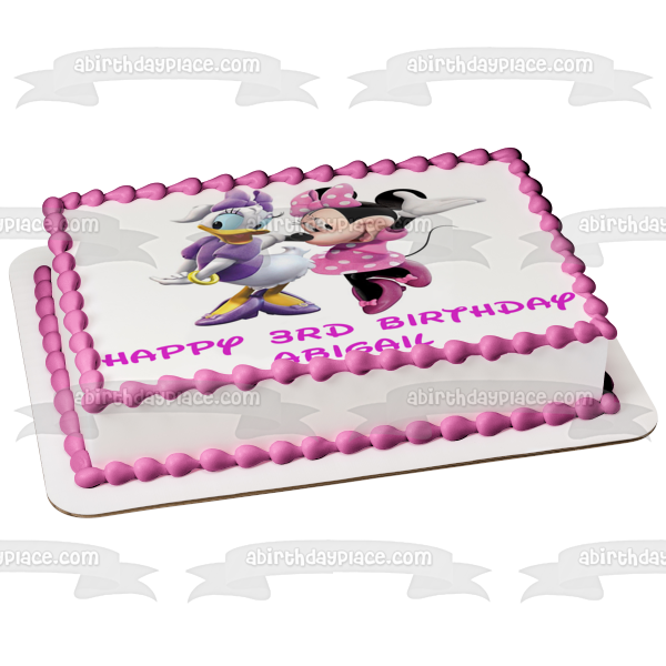 Daisy Duck Minnie Mouse Friends Forever Cumpleaños Disney Nombre personalizado Edible Cake Topper Imagen ABPID51081 