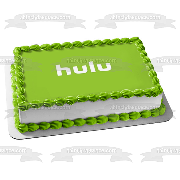 Imagen comestible para decoración de tarta con el logotipo de Hulu y fondo verde ABPID51307 