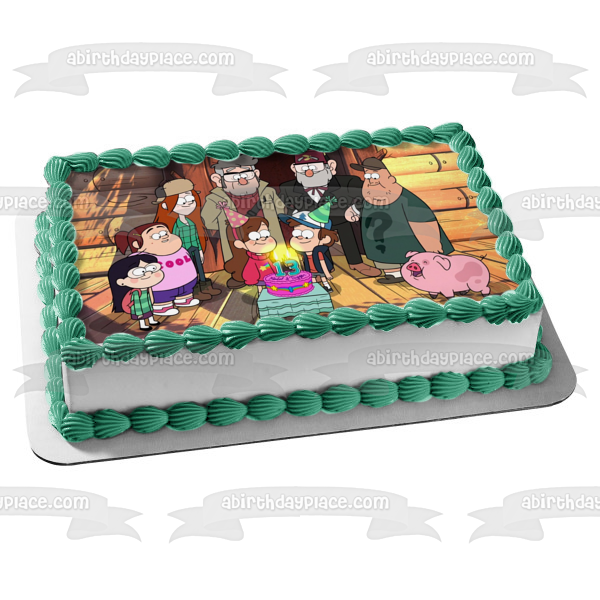 Imagen de decoración comestible para tarta para fiesta de cumpleaños número 13 de Dipper y Mable de Gravity Falls ABPID51408 