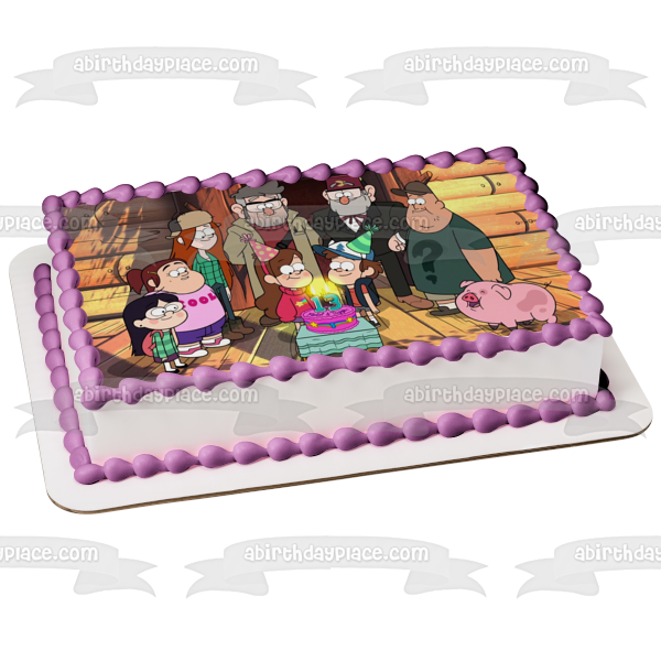 Imagen de decoración comestible para tarta para fiesta de cumpleaños número 13 de Dipper y Mable de Gravity Falls ABPID51408 