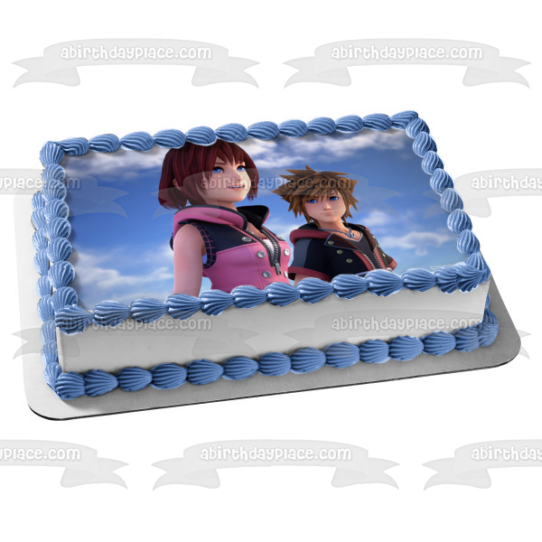 Disney Kingdom Hearts 3 Sora Kairi Edible Cake Topper Image ABPID51876