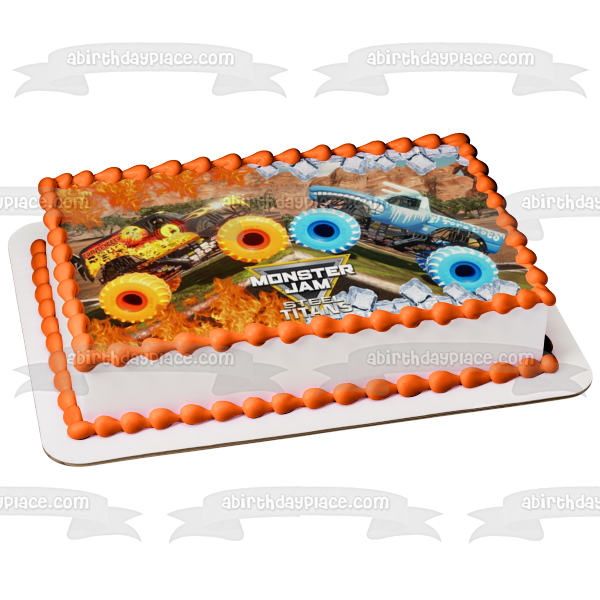 Imagen comestible para decoración de tarta Monster Jam Steel Titans Fire and Ice ABPID51906 