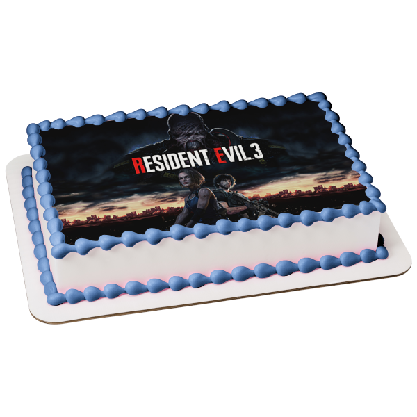 Resident Evil 3 Jill Valentine Carlos Oliverira Nemesis Edible Cake Topper Image ABPID51934