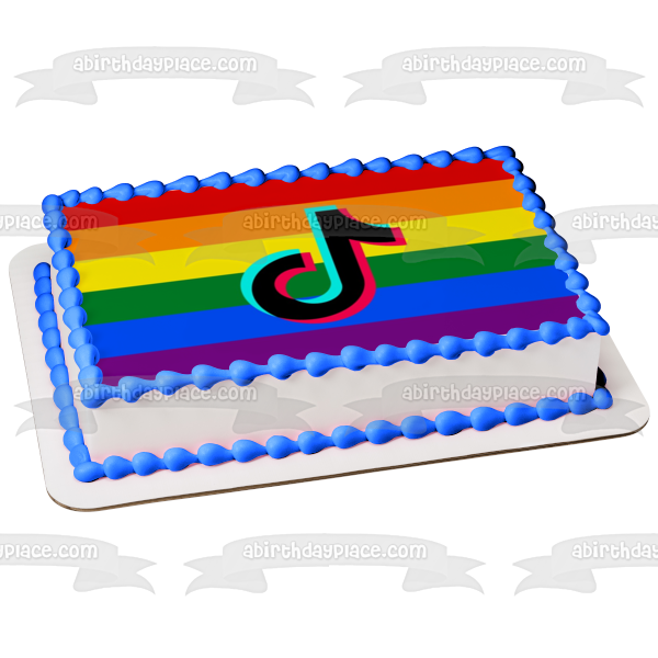 Imagen comestible para decoración de tarta con el logotipo del Orgullo Gay de Tik Tok ABPID51984 