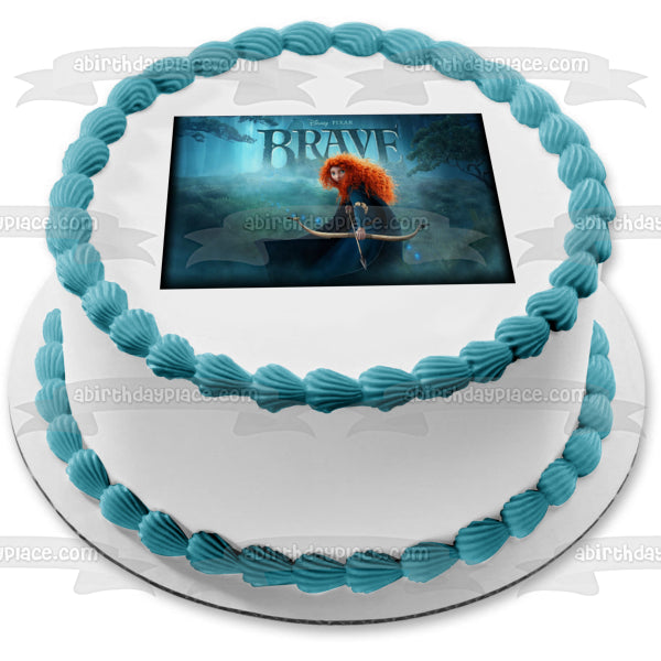 Disney Pixar Valiente Mérida Arco y Flecha Árboles Búho Decoración comestible para tarta Imagen ABPID06495 