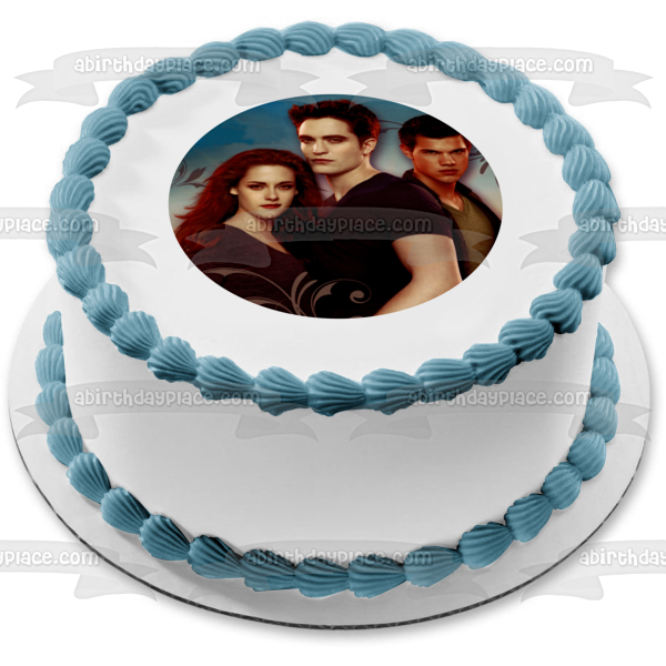 Imagen comestible para tarta de Crepúsculo, Bella Swan, Edward Cullen y Jacob, color negro, ABPID06888 