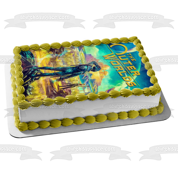 Imagen de decoración comestible para tarta de Ellie de la portada del videojuego The Outer Worlds ABPID51962 