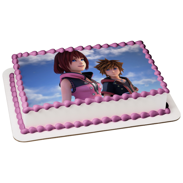 Imagen de decoración comestible para tarta de Sora Kairi de Disney Kingdom Hearts 3 ABPID51876 