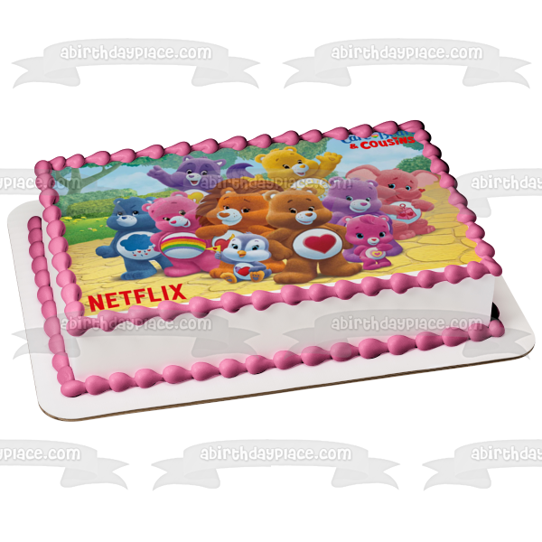 Ositos cariñosos y primos Funshine Bear Harmony Bear Grumpy Bear Share Bear Lotsa Heart Elephant Edible Cake Topper Imagen ABPID52009 