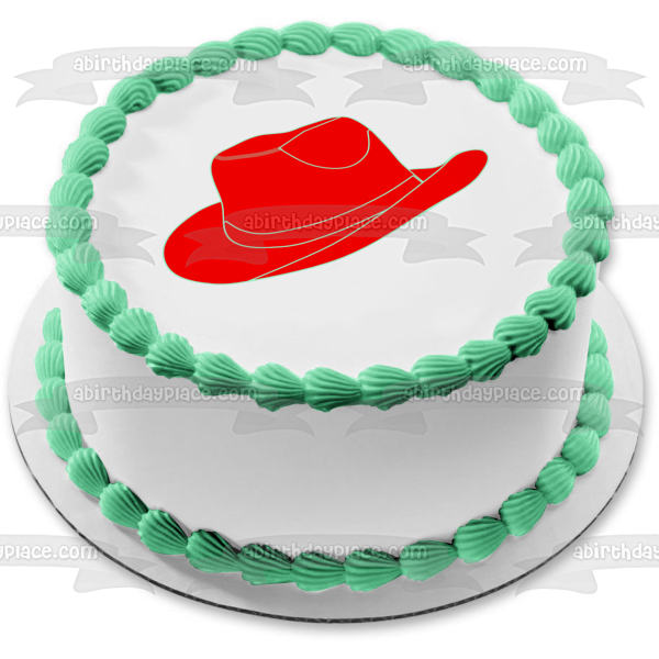 Red Cowboy Hat Edible Cake Topper Image ABPID27361