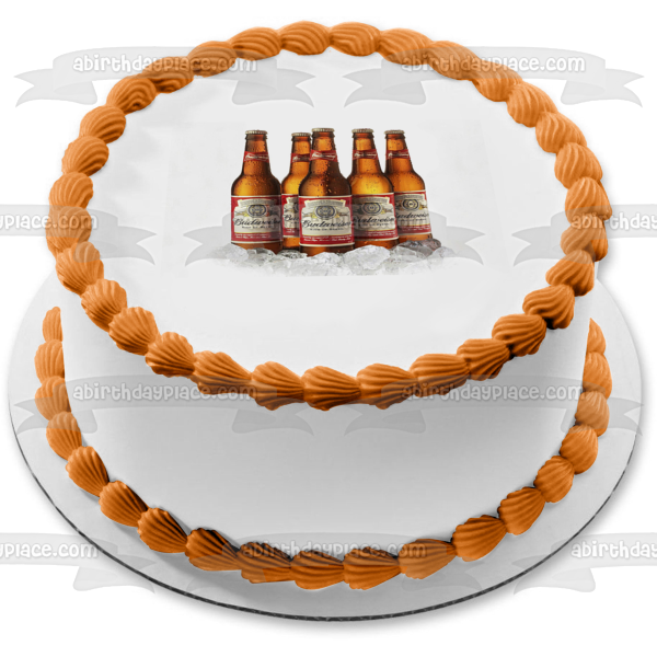 Botellas de cerveza Budweiser Cubitos de hielo Adorno comestible para tarta Imagen ABPID27505 