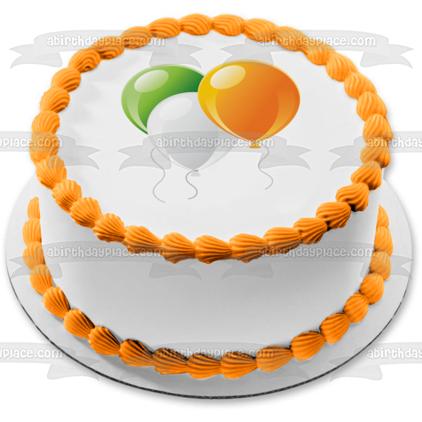 Balloons Green White Yellow Edible Cake Topper Image ABPID27824