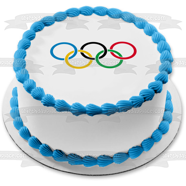 Imagen de decoración comestible para tarta con el logotipo de los anillos olímpicos, verano e invierno, ABPID50903 