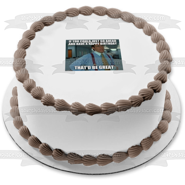 Imagen de decoración comestible para tarta de Office Space Meme Feliz cumpleaños Bill Lumbergh ABPID51456 