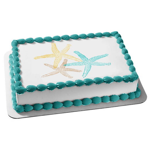 Starfish Trio Colorful Ocean Life Edible Cake Topper Image ABPID52045