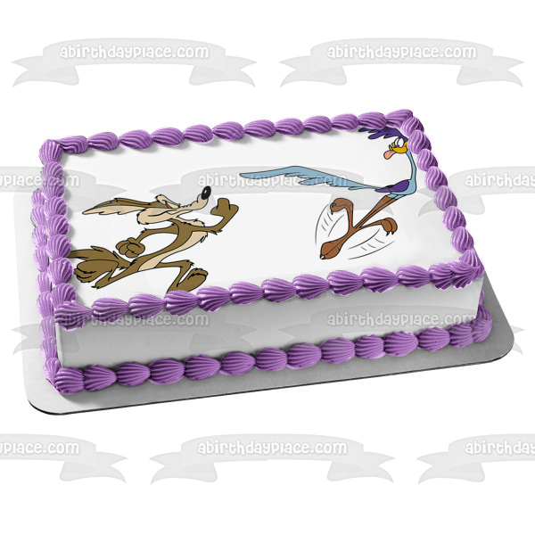 Roadrunner y Wile E. Coyote Looney Tunes Dibujos animados Warner Brothers Edible Cake Topper Imagen ABPID52055 