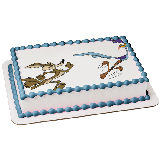 Roadrunner y Wile E. Coyote Looney Tunes Dibujos animados Warner Brothers Edible Cake Topper Imagen ABPID52055 