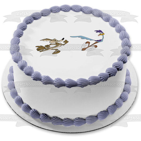 Roadrunner y Wile E. Coyote Looney Tunes Dibujos animados Warner Brothers Edible Cake Topper Imagen ABPID52055 