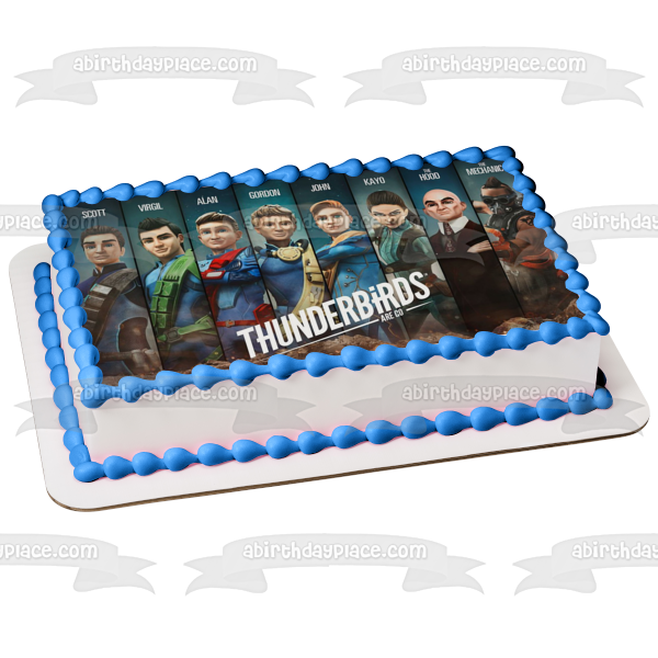 Thunderbirds Are Go Scott Virgil Alan Gordon John Kayo el capó el mecánico Imagen comestible para decoración de tarta ABPID52094 