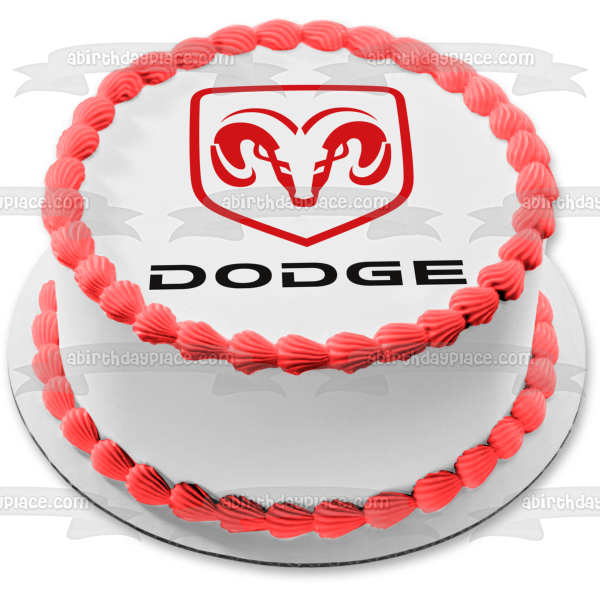 Dodge Car Company Logotipo del vehículo Red Black Sheep Ram's Head Edible Cake Topper Imagen ABPID52196 