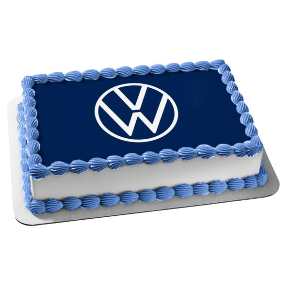 Volkswagen Logo VW Car Company White Blue Edible Cake Topper Image ABPID52194