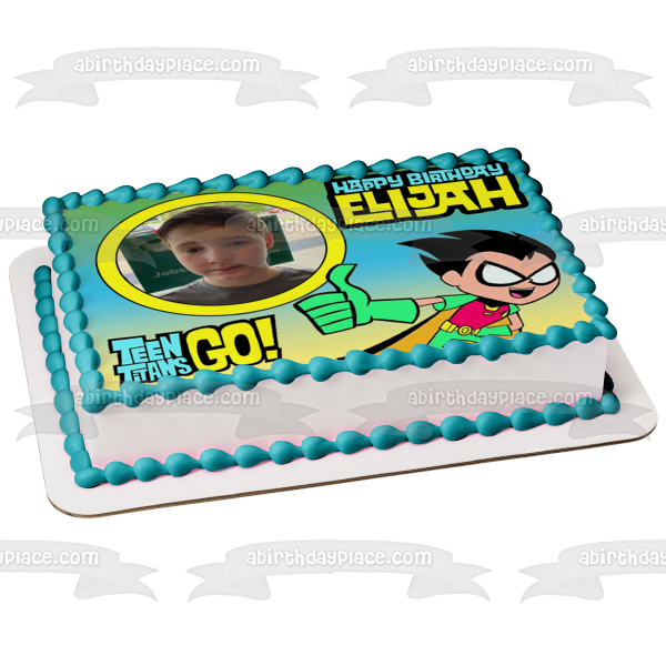 ¡Los jóvenes titanes van! Robin Boy Wonder Añade tu propio marco de fotos Personalizable Dick Grayson Batman DC Comic Books Dibujos animados Edible Cake Topper Marco de imagen ABPID52240 