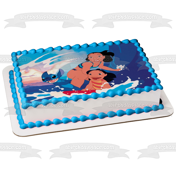 Adorno comestible para tarta de Disney Lilo y Stitch Nani surfeando Imagen ABPID52243 