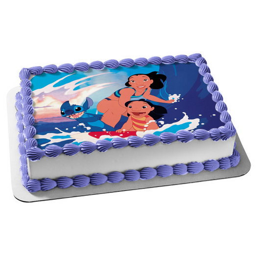 Disney Lilo & Stitch Nani Surfing Edible Cake Topper Image ABPID52243