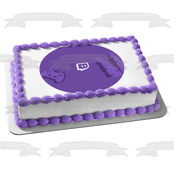 Imagen de decoración comestible para tarta con logotipo del servicio de transmisión de vídeo de Twitch ABPID52247 