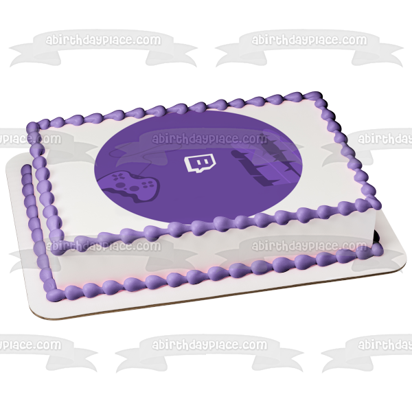 Imagen de decoración comestible para tarta con logotipo del servicio de transmisión de vídeo de Twitch ABPID52247 