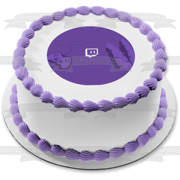 Imagen de decoración comestible para tarta con logotipo del servicio de transmisión de vídeo de Twitch ABPID52247 