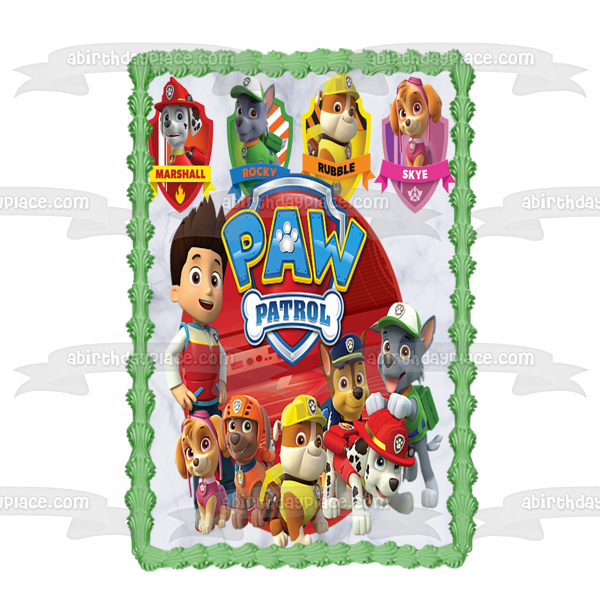 Paw Patrol Marshall Rocky Rubble Skye Edible Cake Topper Image Abpid00060, Size: 1/2 Sheet, Blue