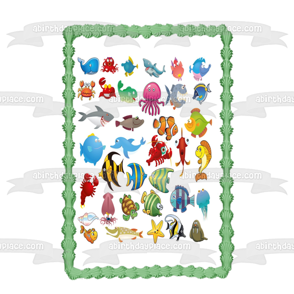 Fish Ocean Sea Creatures Life Edible Cake Topper Image ABPID00077