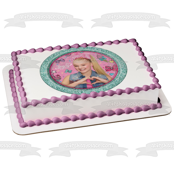 Jojo Siwa Corazón Helado Lazos para el cabello Adorno comestible para pastel Imagen ABPID00091 