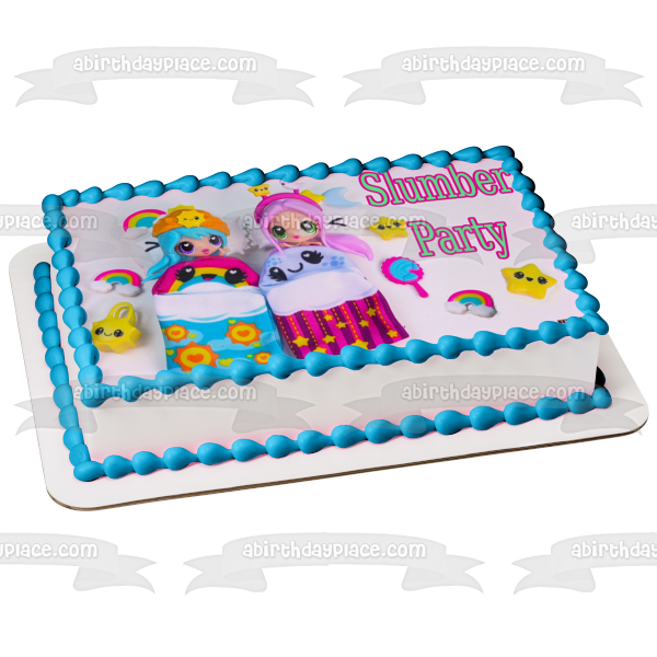 Slumber Party Girl Sleep Over Rainbows and Stars Edible Cake Topper Image ABPID00095