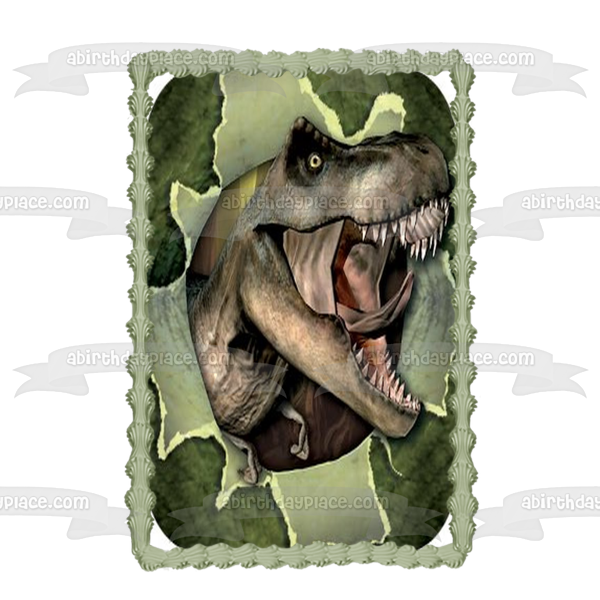 Tyrannosaurus Rex T-Rex Dinosaur Head Ripping Poster Edible Cake Topper Image ABPID00104