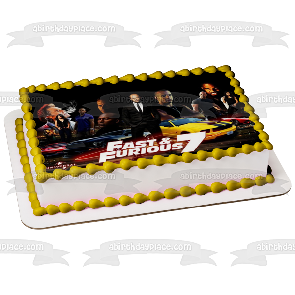 Adorno comestible para tarta de Vin Diesel Paul Walker de Rápido y Furioso 7 Imagen ABPID00119 