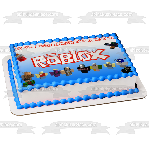 Imagen de adorno comestible para tarta de feliz cumpleaños del jugador personalizado de Roblox ABPID00150 