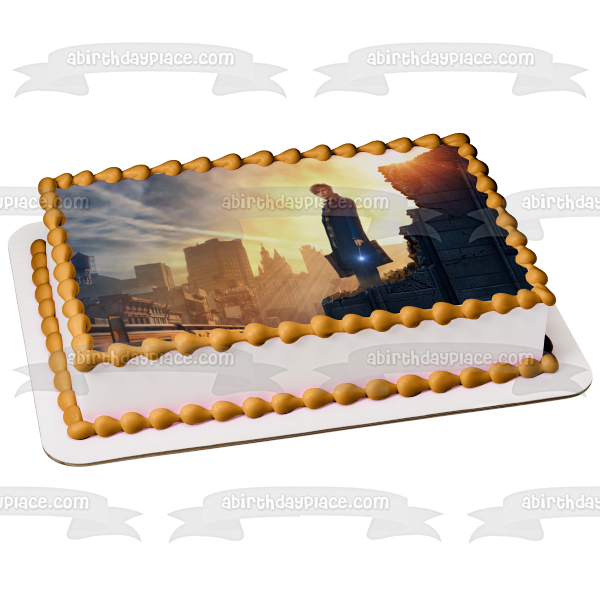 Animales fantásticos y dónde encontrarlos Newt Scamander de pie en el borde Atardecer adorno comestible para tarta imagen ABPID00153 