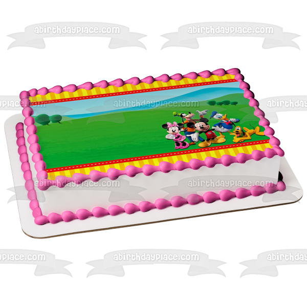 Mickey Mouse Club House Border Minnie Donald Goofy Plutón Adorno comestible para tarta Marco de imagen ABPID00169 